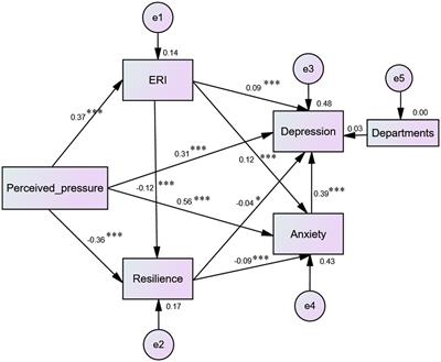 Perceived stress and psychological disorders in healthcare professionals: a multiple chain mediating model of effort-reward imbalance and resilience